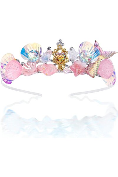 NALACAL Mermaid Crown for Girls Pink Mermaid Headband Girls Seashell Crown fo...