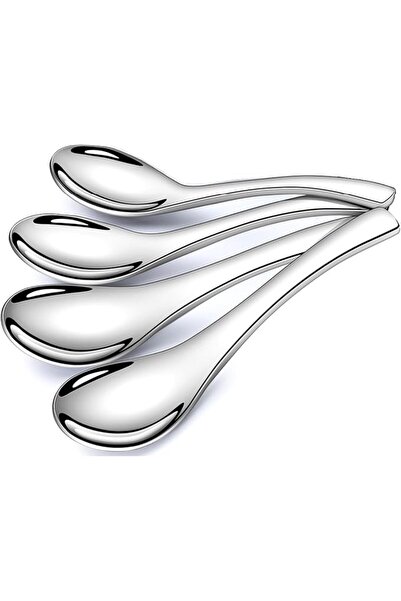 KASTWAVE Heavy Duty Stainless Steel Soup Spoons Set of 4 – 6 Inch Asian Style...