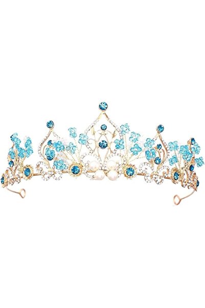 SWIUKPHE Blue Crystal Rhinestone Princess Crown Tiara for Girls and Women, Fl...