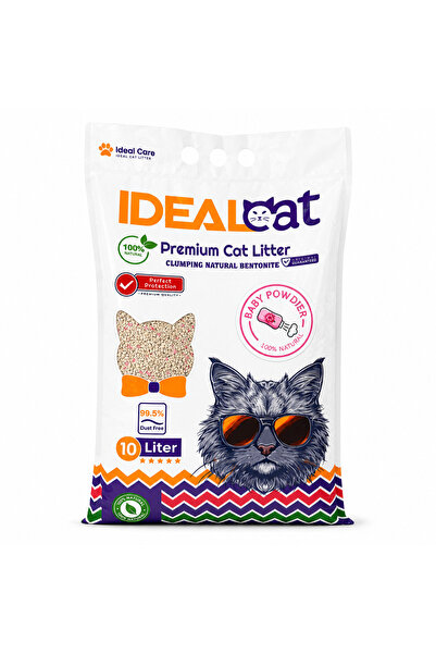 IdealCat IDEAL Cat Natural Bentonite Clumping Cat Litter, Baby Powder, 10 L, ...