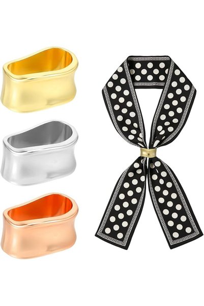 TERRIFI Silk Scarf Ring for Women Neckerchief and Shawl Accessories, 3 Piece ...