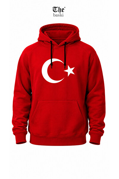 The Baski Turkey Moon Star Flag Printed Kangaroo Pocket 100% Cotton High Qual...