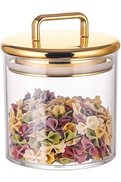 Yelajoy 16 oz Small Acrylic Storage Apothecary Jar，with Gold Airtight Lid，Van...