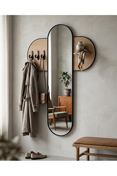 PLUS40 Modern Design Vertical Wall-Mounted Entryway Mirror with Clothes Hange...
