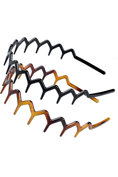 GENERAL Set of 2 Zig Zag Black Plastic Sharks Tooth Hair Comb Headband Hair H...