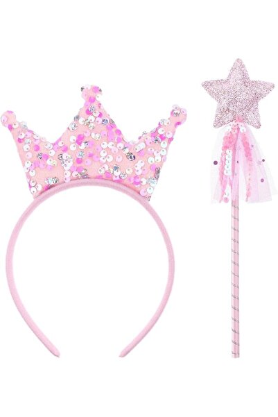 TERRIFI 2 Pcs Princess Crowns for Girls with Wand, Pink Tiara for Little Kids...