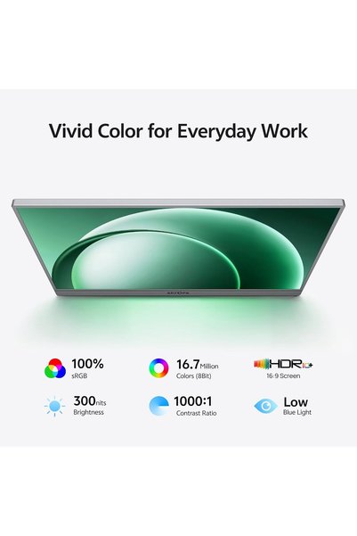 Arzopa 16.1" Portable Monitor, 100% sRGB FHD 1080P Kickstand Portable Laptop Monitor High Color Gamut Display IPS Eye Care Screen for High-end Office & Entertainment -Z1C Gray