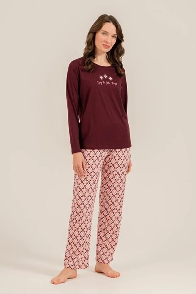 YUYİ Arnetta Modal Cotton Crew Neck Long Sleeve Women's Pajama Set