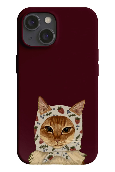 farifra iPhone 13/14 Uyumlu Desenli Silikon Lansman Telefon Kılıfı -K077BORDO...