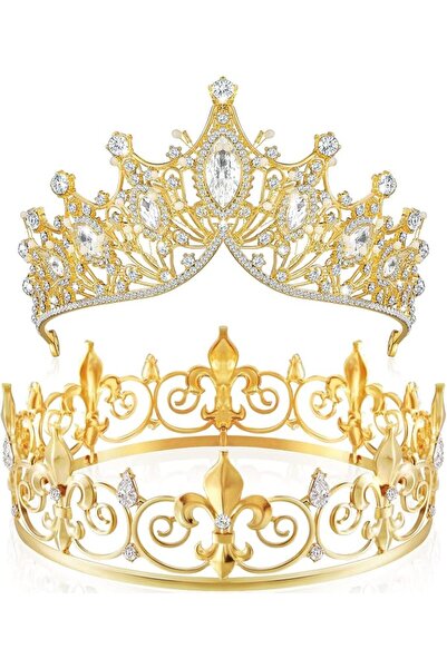 KASTWAVE Crowns for Women Men, Baroque Tiara Set, Queen King Prince Princess ...