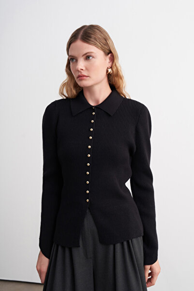 VESNA Knitted Detailed Peplum Knitwear Cardigan