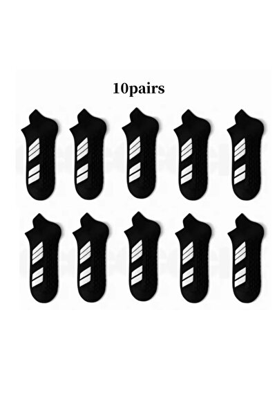 Choice Size 38 44 10 Pairs Black Sports Socks Men's Women's Large Size, Strip...