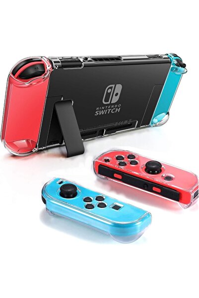 Arabest حافظة واقية شفافة قابلة للتركيب لوحدات التحكم Joy-Con، غلاف شفاف من ا...