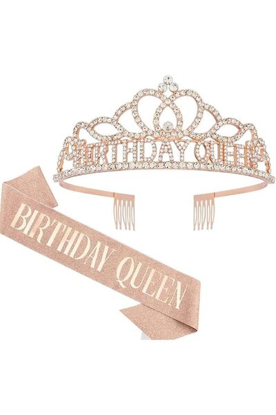 Aputue Elegant Rose Gold Rhinestone Tiara, Comfortable Headband, Sparkling Bi...