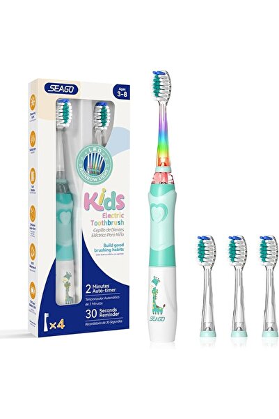 seago Kids Electric Toothbrush with 2 Mins Brushing Timer and 4 Replacement B...