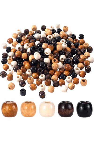 GENERAL 100 Pcs Large Hole Wooden Beads 11x12mm, 5 Colors Round Spacer Beads ...