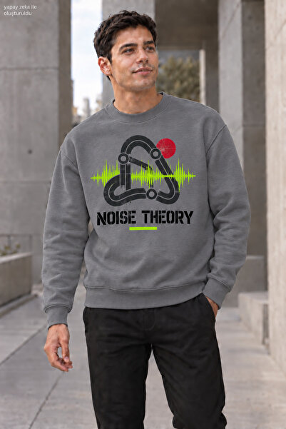 caddekombin Men's Noise Theory Written Crew Neck Casual Regular Fit Sweatshirt
