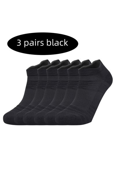 Choice 37-44 3 Pairs Black 3 Pairs Sports Socks Men Women Short Running Socks...