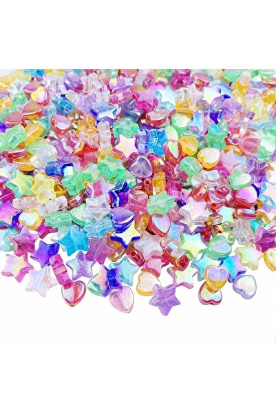KASTWAVE 600PCS Acrylic Beads Set, Heart & Star Shape with AB Colors, Colorfu...