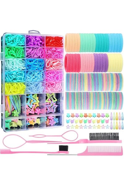 KOWVOWZ 1695PCS Hair Ties Set for Girls, Colorful Elastic Hair Ties with Hair...