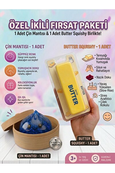 vittuc Büyük Boy Simli Çin Mantısı Oversize Dumpling Squishy ve Butter Squish...