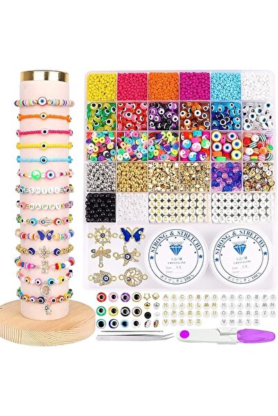 Tazweeq 3370Pcs Eye Beads For Jewelry Making, Multicolor Clay Seed Bead Kit