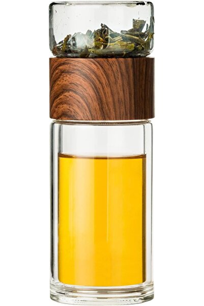 KASTWAVE Double Glazed Glass Mug, 12.5Oz Portable Tea Tumbler with Tea Infuse...
