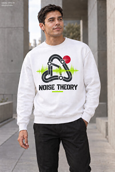 caddekombin Men's Noise Theory Written Crew Neck Casual Regular Fit Sweatshirt