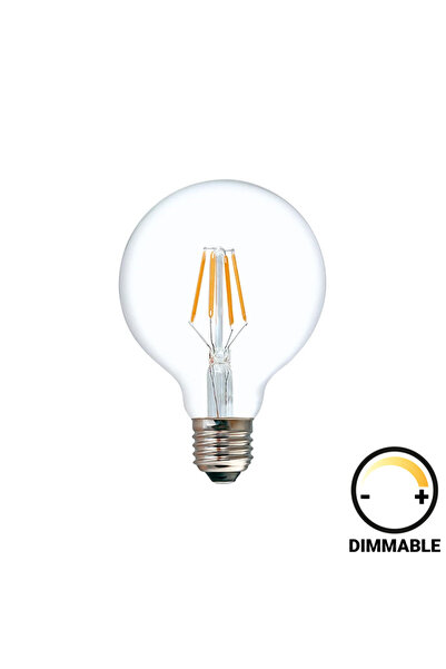 dimmable Λάμπα LED G80 pakoworld 8W E27 2700K διαυγής
