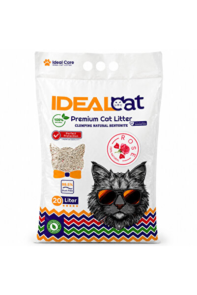 IdealCat IDEAL Cat Natural Bentonite Clumping Cat Litter, Rose, 20 L, 16.4 kg