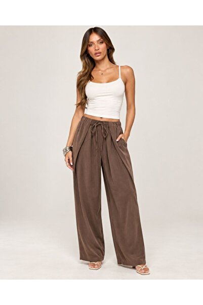Şeker Portakalım Lace-Up Double-Breasted Detailed Wide-Leg Palazzo Trousers