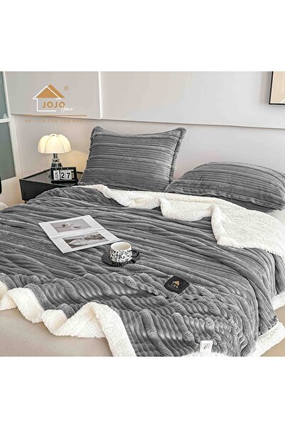 JOJO HOME Κουβέρτα Κοκολίνο με γούνα 200x230εκ. + 2 μαξιλαροθήκες 50x70εκ., μ...