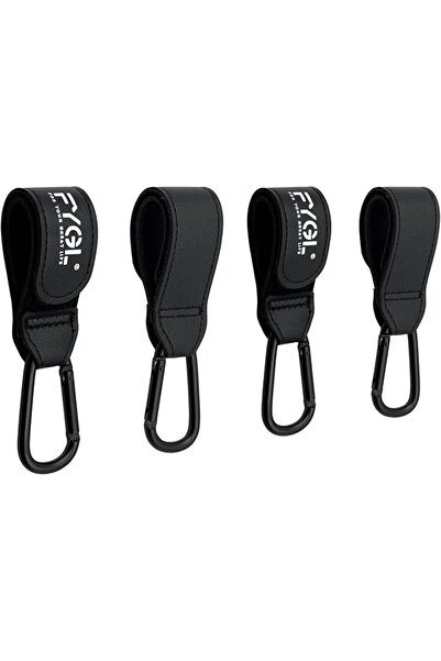 GENERAL Stroller Hooks - Leather Buggy Clips, Black (4 Pack)