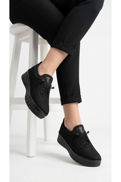 uway Women's Black Classic Shoes Orthopedic Mother Shoes Mother Ballerina Shoes Mother Women's Casual Shoes