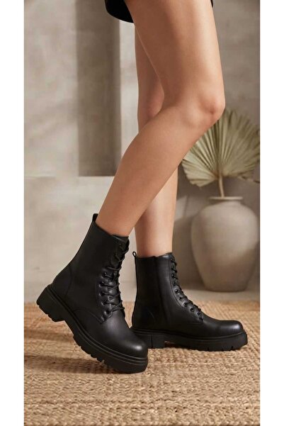 zege shoes Kalın Taban Fermuarlı&Bağcıklı Su&Soğuk Geçirmez Kadın Postal Bot ...
