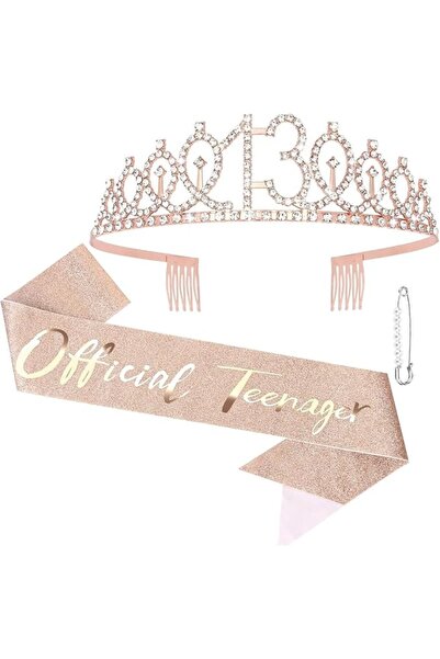 GENERAL 13th Birthday Crown for Girls & Official Teenager Birthday Sash & Pea...