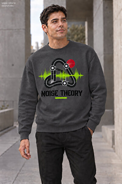 caddekombin Men's Noise Theory Written Crew Neck Casual Regular Fit Sweatshirt