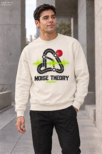 caddekombin Men's Noise Theory Written Crew Neck Casual Regular Fit Sweatshirt