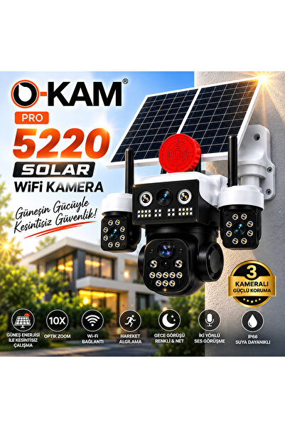O-KAM PRO 12 MP SOLAR WİFİ RENKLİ GECE GÖRÜŞ PROFESYONEL KAMERA - 5220 SOLAR ...