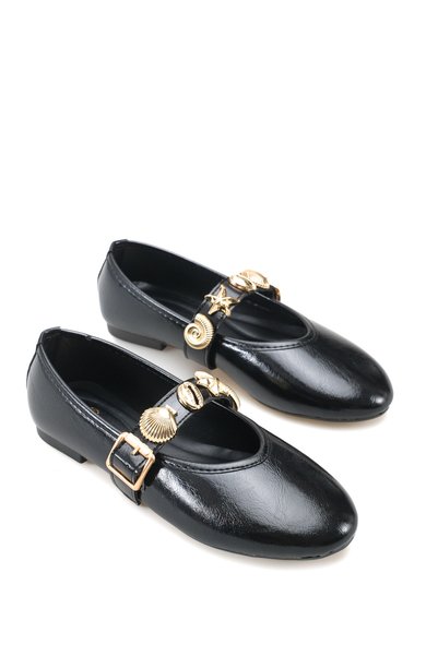 Riccon Larissa Gala Women's Ballerinas 0012602 Black Wrinkled Patent Leather