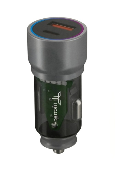 LC-155 67W PD USB Çift Girişli Hızlı Araç Şarj Cihazı Type-C USB Turbo Şarj Adaptörü