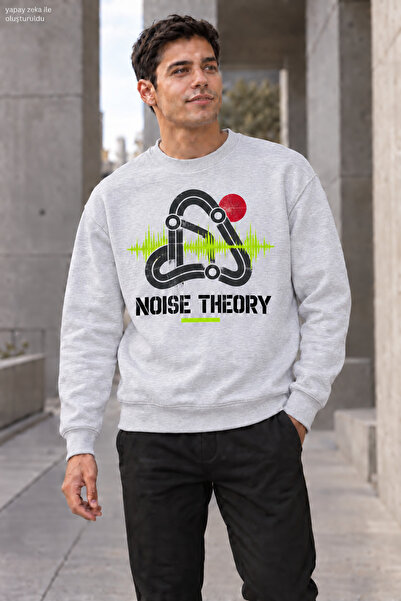 caddekombin Men's Noise Theory Written Crew Neck Casual Regular Fit Sweatshirt