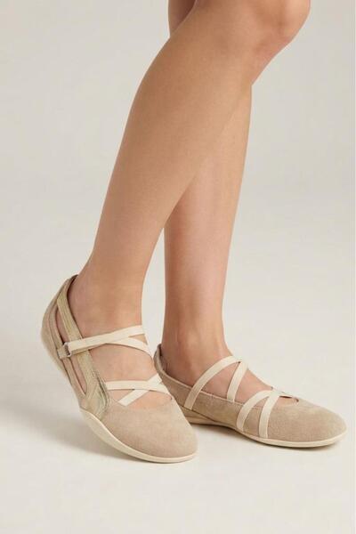 PİSAGOR Ps-31010 Women's Genuine Leather Orthopedic Daily Sports Ballerina Shoes