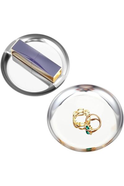 SYOSI 2 Pcs 4 Inch Stainless Steel Round Tray Set, Versatile Serving and Disp...