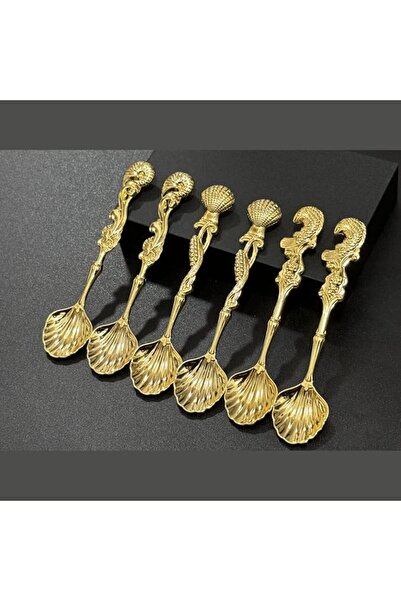 GENERAL Elegant Ocean Theme 6PCS Vintage Gold&Silver Teaspoon Set – Shell, Co...