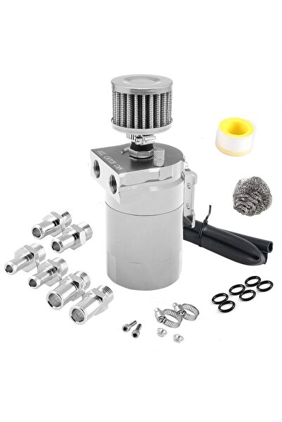 Choice Silver Car Baffled Oil Catch Can Reservoir Tank with Air Filter Breath...