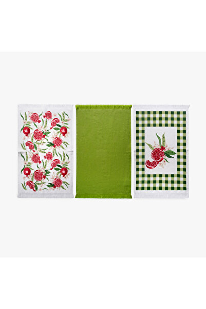 Green Black Nariva 3-Piece Kitchen Towel Set Printed 40X60