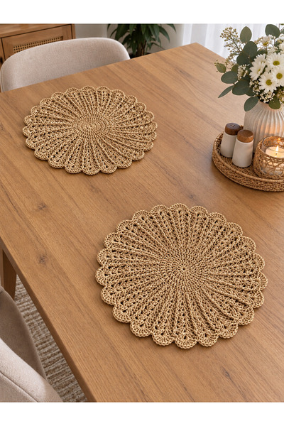 Handmade El Yapımı Kağıt İp Örgü Supla – Çiçek Desenli Dekoratif Amerikan Ser...