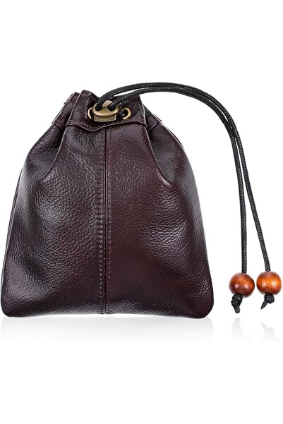 GENERAL Kastowe Cowhide Drawstring Bag, Classic Leather Bucket Style Bag, Wat...