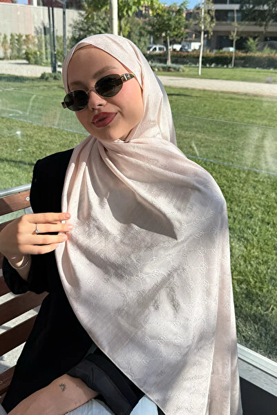 Madame Polo Monogram jacquard shawl - nude